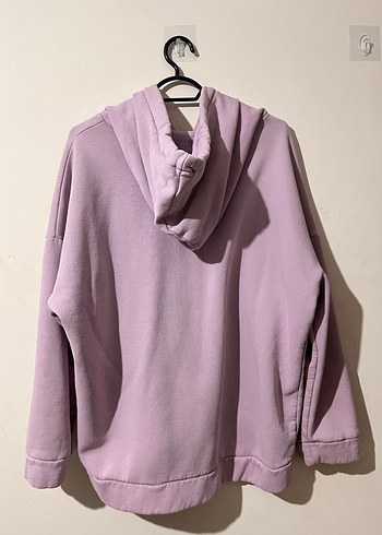 Kadın Lila Kapüşonlu Salaş Sweatshirt - Görsel 3