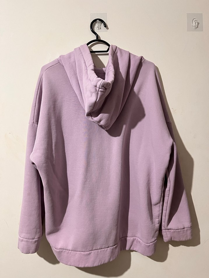 Kadın Lila Kapüşonlu Salaş Sweatshirt - Görsel 3