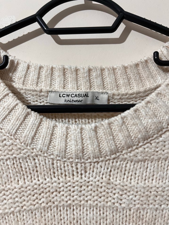 Kadın Gri Örgü Salaş Triko Kazak - Görsel 2