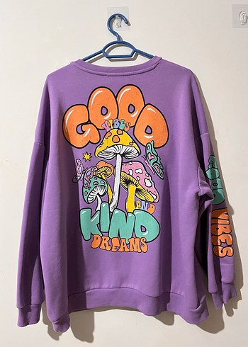 Mor Baskılı Kadın Sweatshirt - Görsel 3