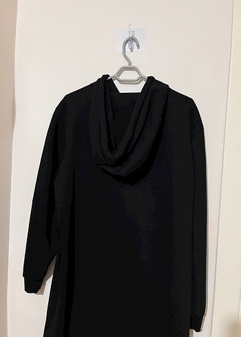 Siyah Kapüşonlu Uzun Kadın elbisesi - Görsel 3