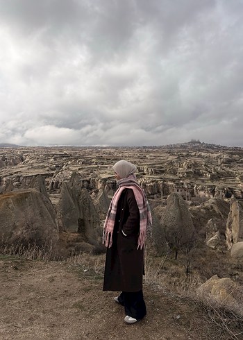 Püsküllü Pembe Gri Bohem Kadın Şal - Görsel 2