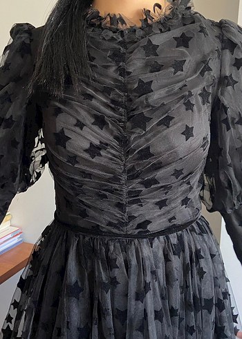 Diğer Siyah Uzun Kollu Gotik Uzun Elbise