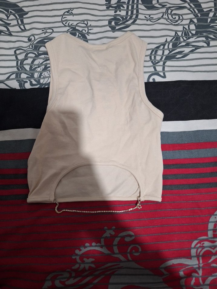 Zincirli Mini Pamuklu Crop - Görsel 2