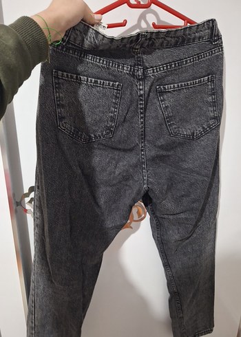 Gri Bol Kesim Kadın Kot Pantolon - Görsel 2