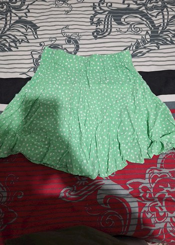 Yeşil Volanlı Şortlu Midi Etek - Görsel 2