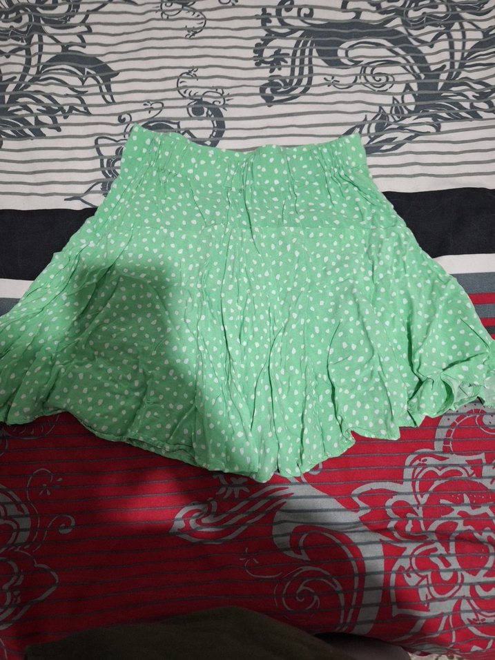 Yeşil Volanlı Şortlu Midi Etek - Görsel 2