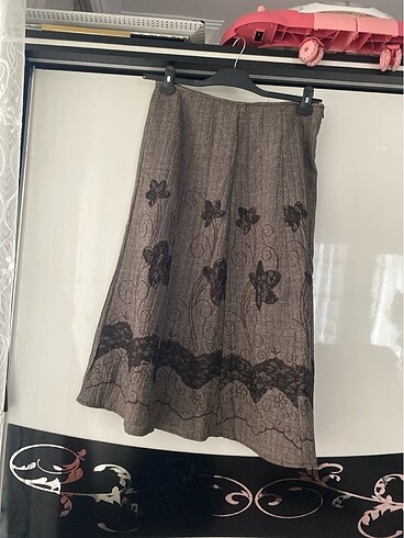 Keten kışlık midi etek