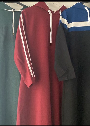 Bordo Drapeli Kadın Uzun Spor Elbise - Görsel 2