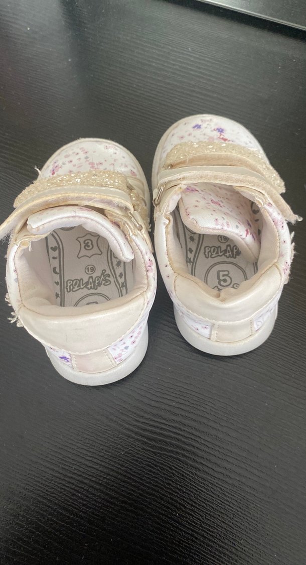 Kız Bebek Beyaz Çiçek Desenli İlk Adım Ayakkabısı - Görsel 2