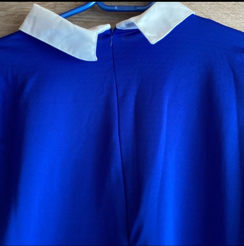 Mavi Yakalı Uzun Kollu Kadın Gömlek - Görsel 3