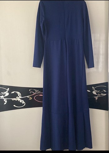 Mavi Drapeli Uzun Kollu Kadın Elbise - Görsel 2