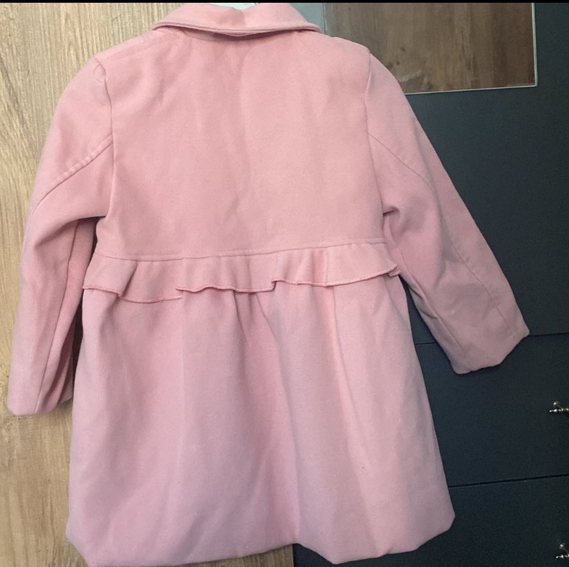 Kız Çocuk Düğmeli Pembe Kaban - Görsel 5