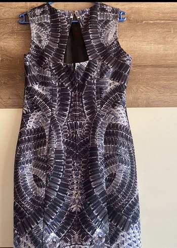 Gri V Yakalı Bohem Midi Kalem Elbise - Görsel 4