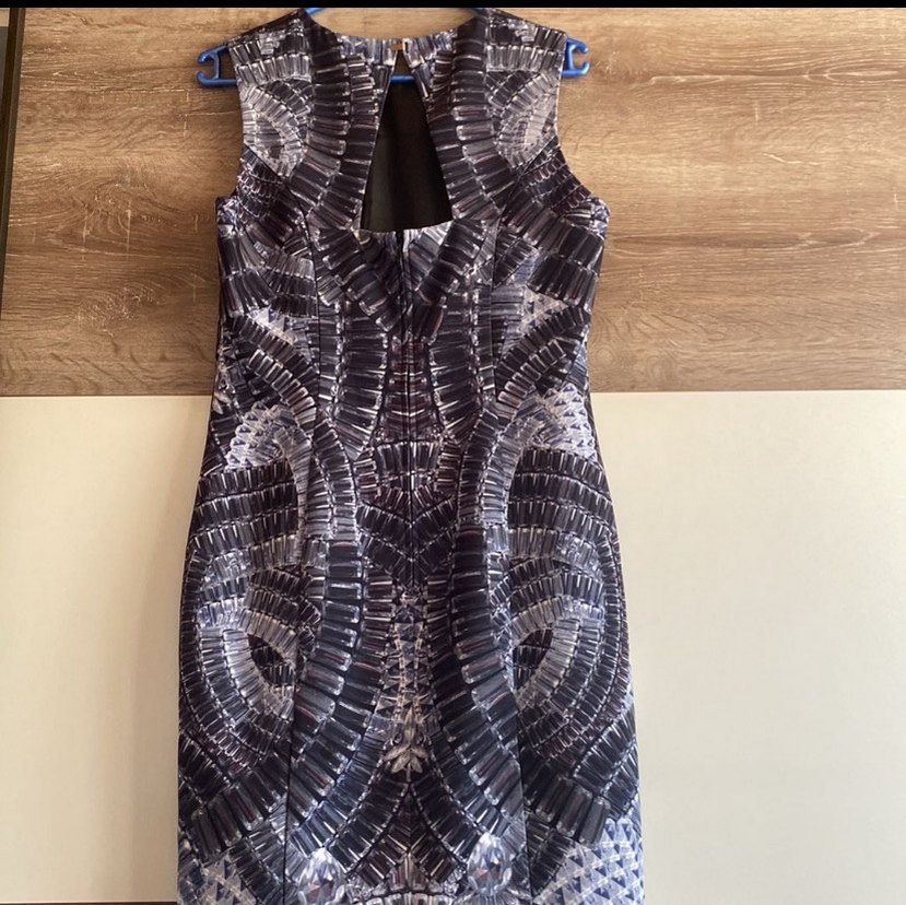 Gri V Yakalı Bohem Midi Kalem Elbise - Görsel 4