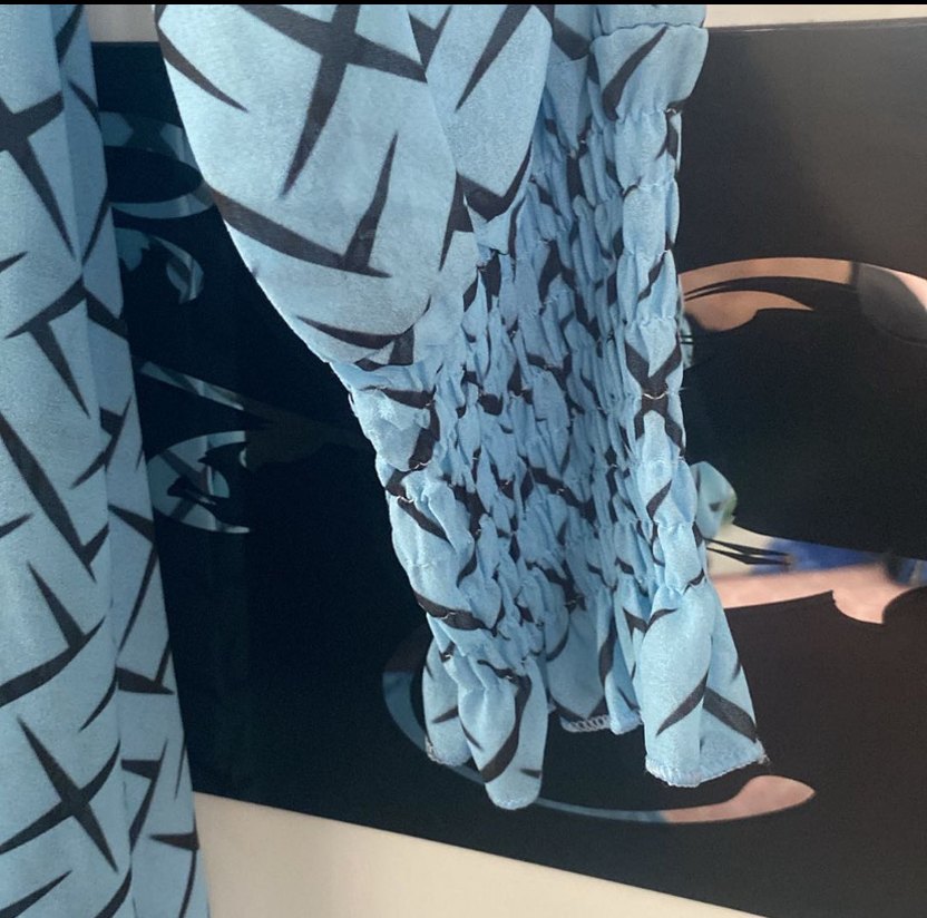 Mavi Bohem Uzun Kollu Uzun Elbise şifon - Görsel 5