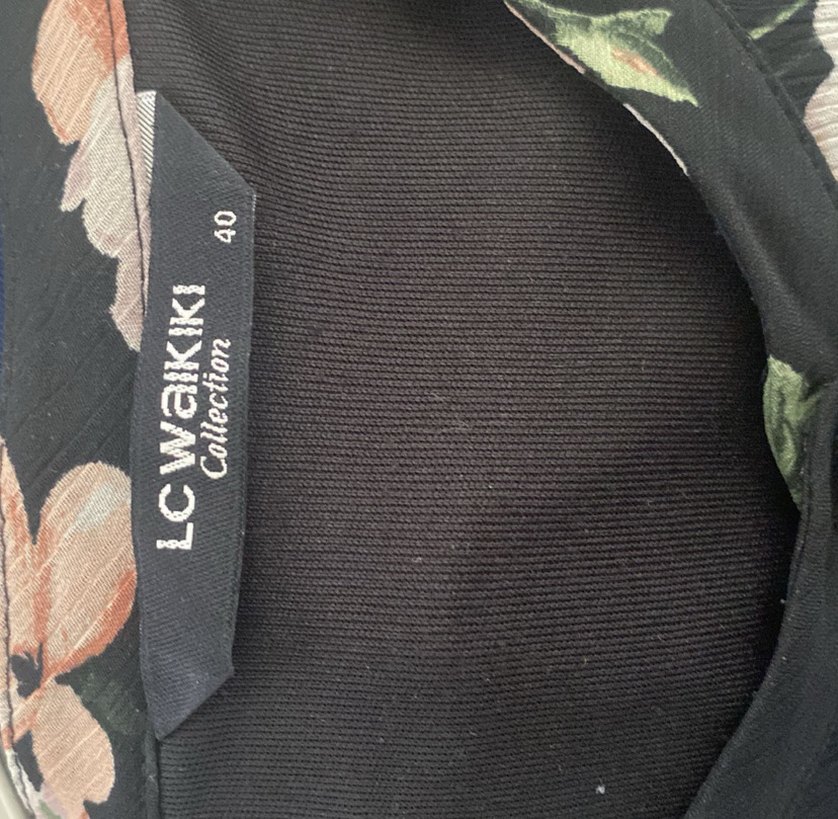 Düğmeli Siyah Çiçekli Uzun Elbise şifon tül - Görsel 5