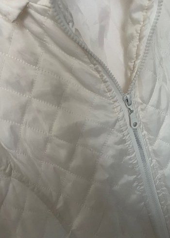 Beyaz Kadın Midi Fermuarlı Yelek - Görsel 4