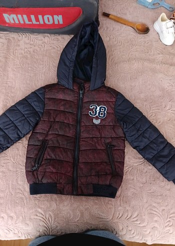 Kapüşonlu Bordo Erkek Çocuk Mont - Görsel 5