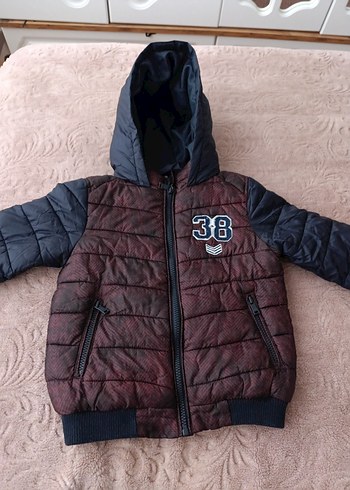 Kapüşonlu Bordo Erkek Çocuk Mont - Görsel 2