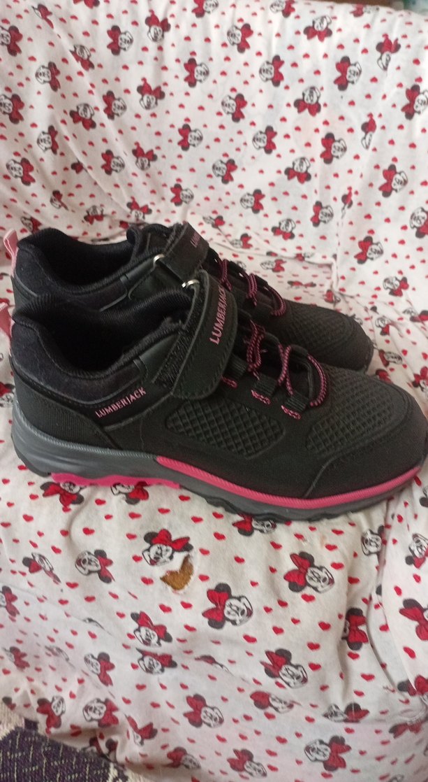 Kız Çocuk Siyah-Pembe Spor Ayakkabı Velcro - Görsel 3