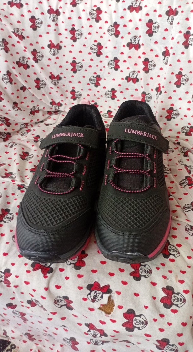 Kız Çocuk Siyah-Pembe Spor Ayakkabı Velcro - Görsel 2