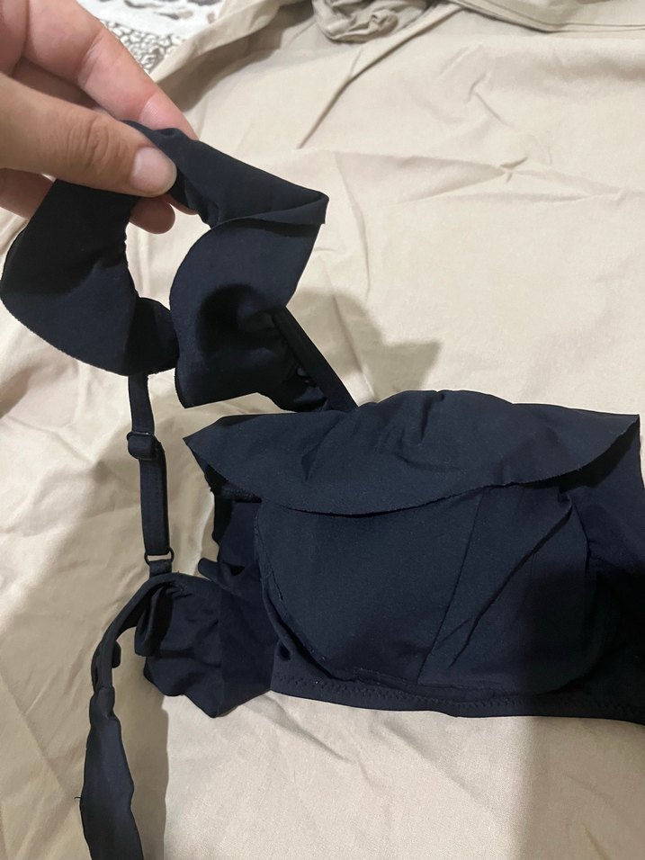 Siyah Drapeli Uzun Askılı Monokini - Görsel 3