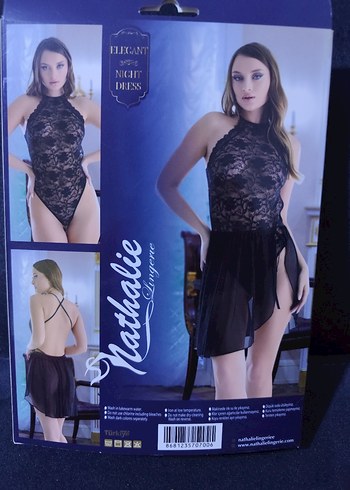 Diğer Siyah Dantelli Mini Gotik Gecelik