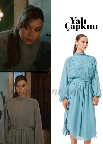 Bohem Tarzda Uzun Mavi Drapeli Nişan Elbisesi - Görsel 3