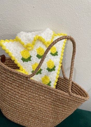 Sarı Detaylı Örgü Banyo lif - Görsel 5