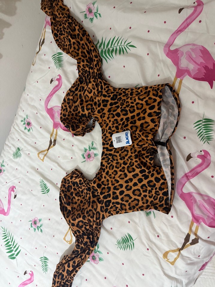 Kahverengi Leopar Desenli Kedi Elbisesi - Görsel 3