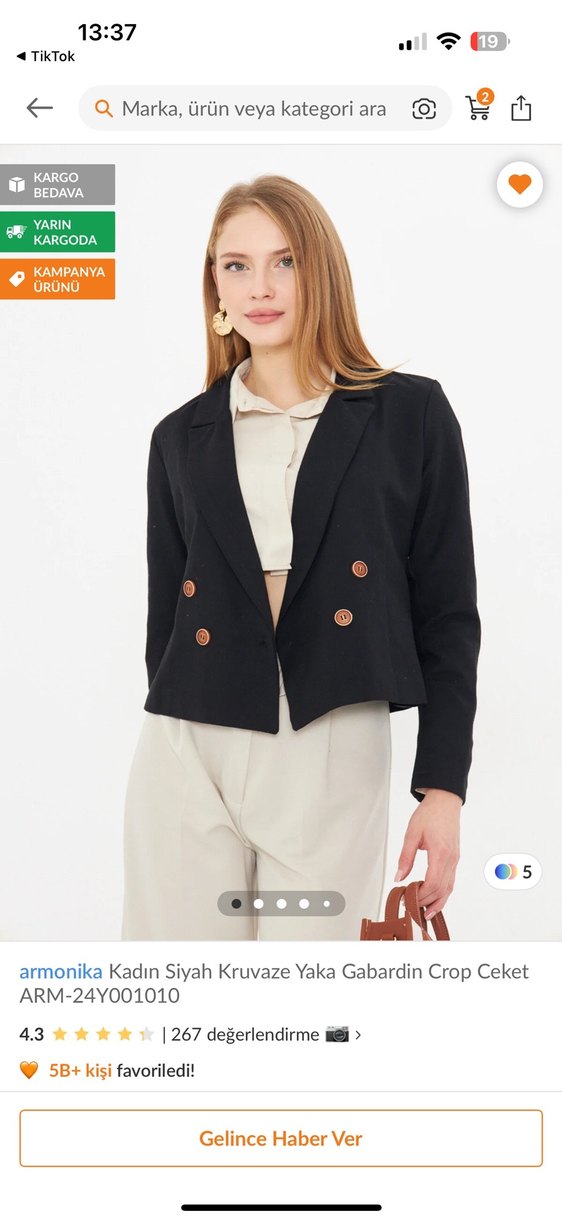 Düğmeli Siyah Kadın Blazer Ceket - Görsel 3