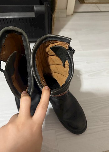 Erkek Siyah Deri Biker Botlar - Görsel 10