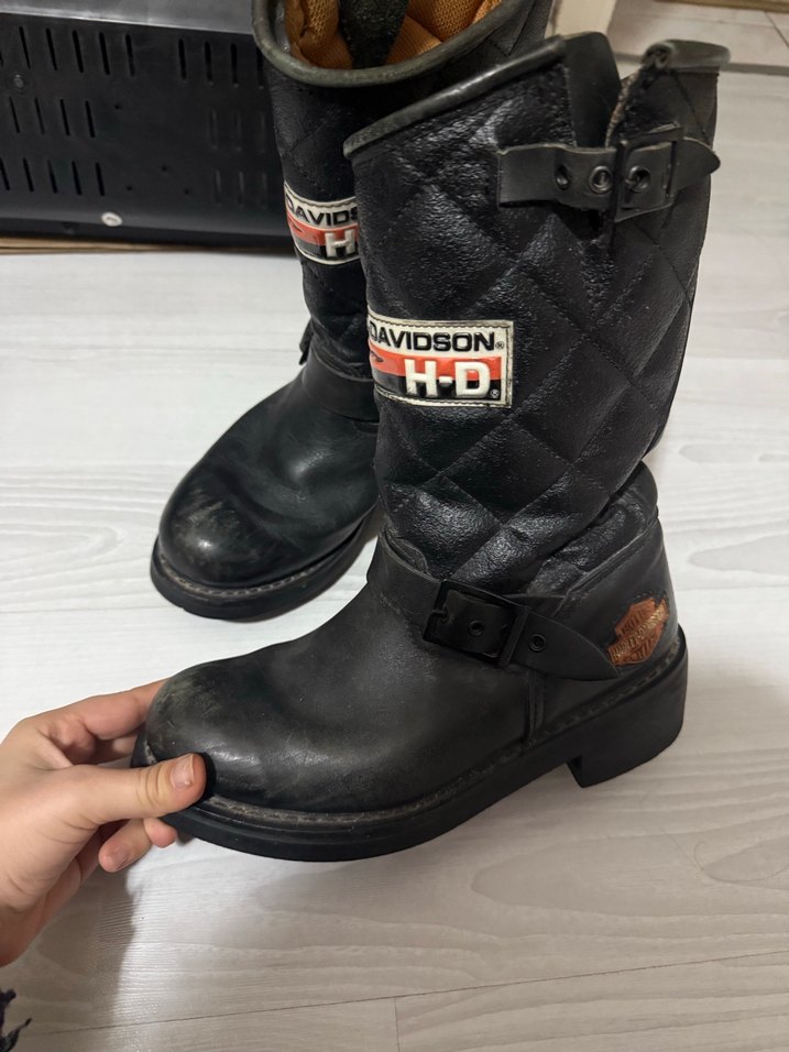 Erkek Siyah Deri Biker Botlar - Görsel 3