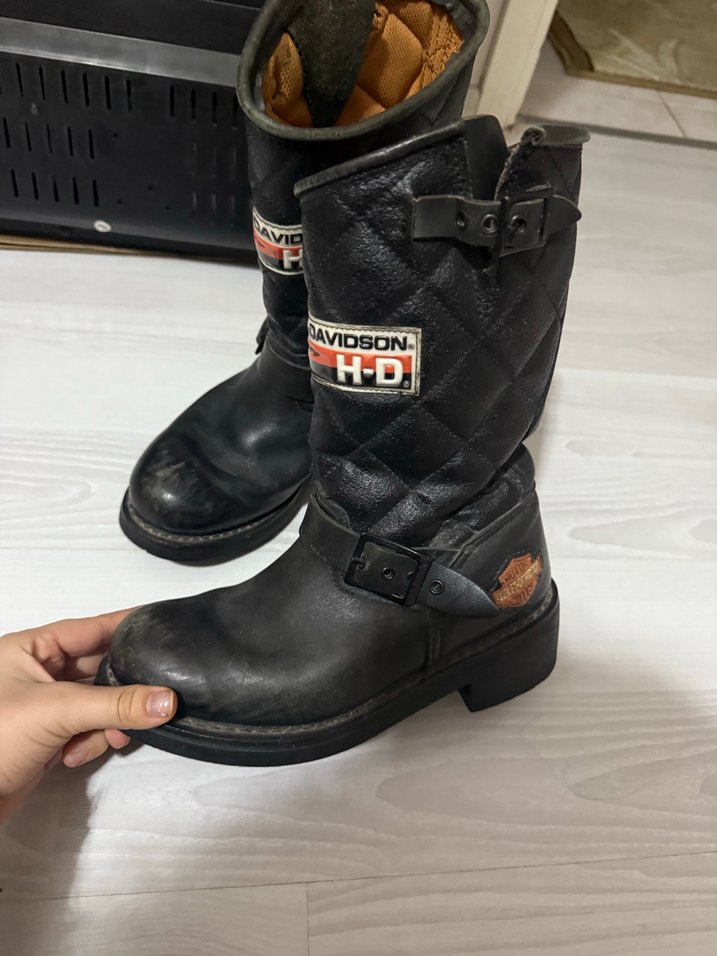 Erkek Siyah Deri Biker Botlar - Görsel 2