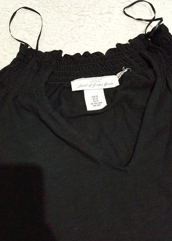 Siyah V Yaka Fırfırlı Uzun Kollu Bluz - Görsel 3