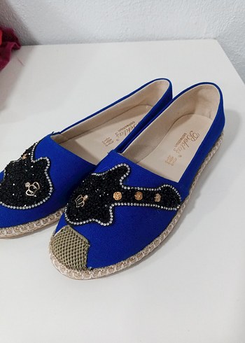 Mavi Nakışlı Taşlı babet - Görsel 2