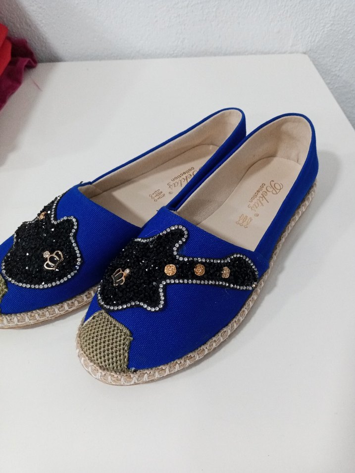 Mavi Nakışlı Taşlı babet - Görsel 2