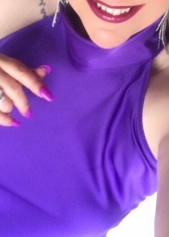 Diğer Midi mor halter yaka saten Kalem Elbise
