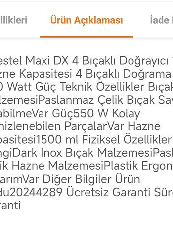 Vestel Maxi Dx 550 W 4 Bıçaklı Doğrayıcı - Görsel 2