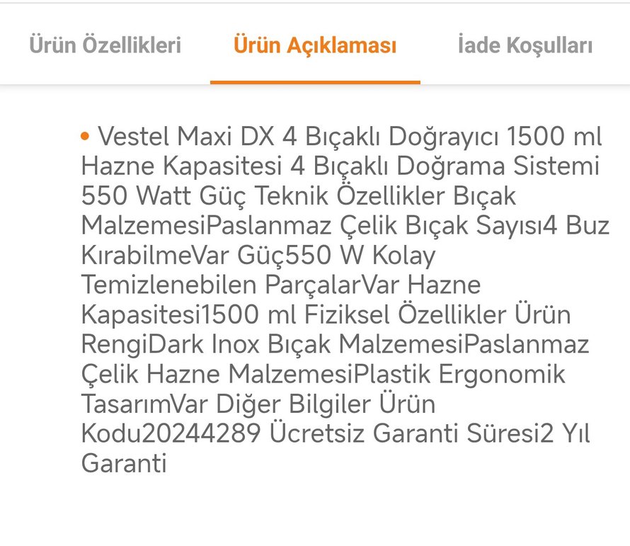 Vestel Maxi Dx 550 W 4 Bıçaklı Doğrayıcı - Görsel 2