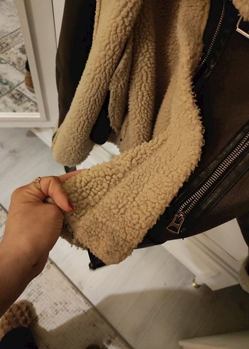 Kemer Detaylı Koyu Kahverengi Deri Kadın Ceket - Görsel 7