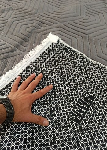 Gri Modern Geometrik Desenli Halı - Görsel 3