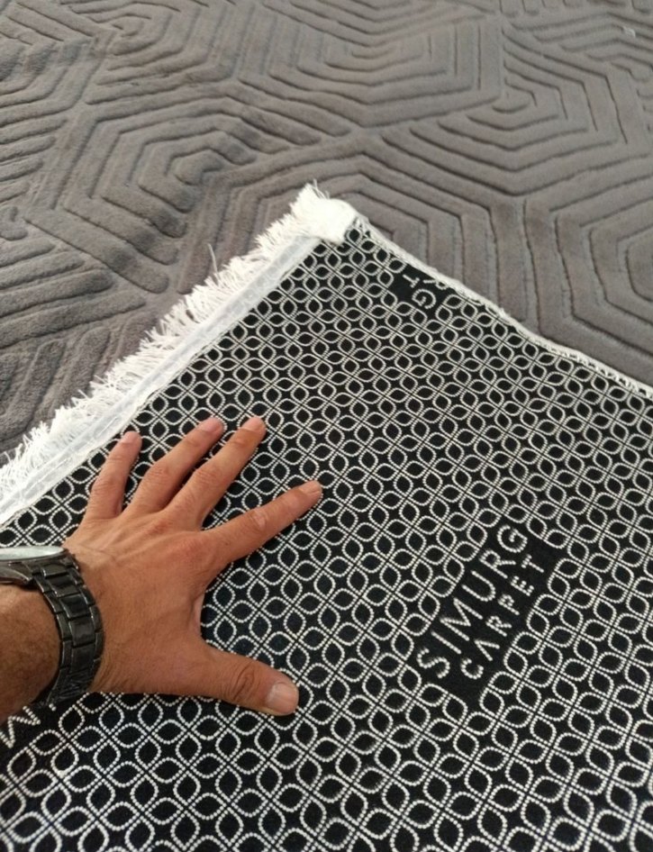 Gri Modern Geometrik Desenli Halı - Görsel 3