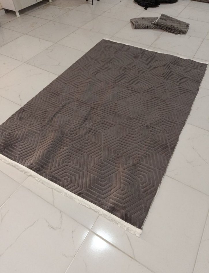 Gri Modern Geometrik Desenli Halı - Görsel 2