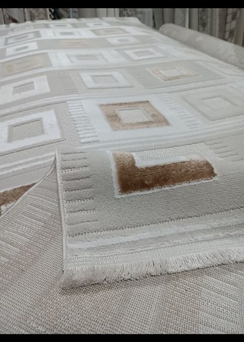 Çağdaş Beyaz Kareli Halı - Görsel 3