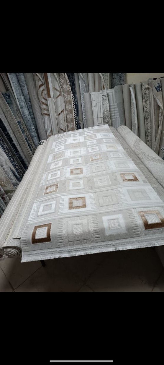 Çağdaş Beyaz Kareli Halı - Görsel 2