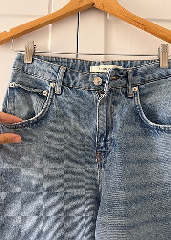 36 Beden mavi Renk Gri Mavi Midi Denim Bol Paça Kadın Jean