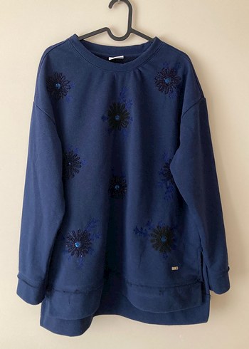 Nakışlı Lacivert Kadın Sweatshirt