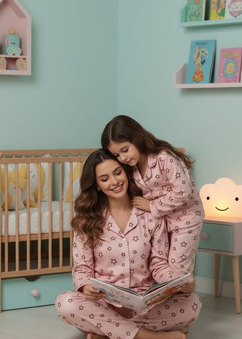 Uzun Kollu, Baskılı Rahat Kadın Pijama Takımı - Görsel 6